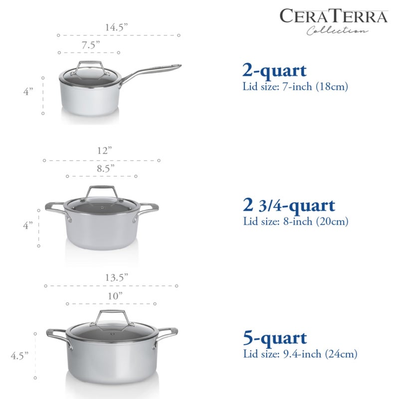 TECHEF - CeraTerra Collection, 2-quart Ceramic Nonstick Saucepan with Glass Lid (PTFE, PFAS, and PFOA Free), Made in Korea (2-quart) - Image 5